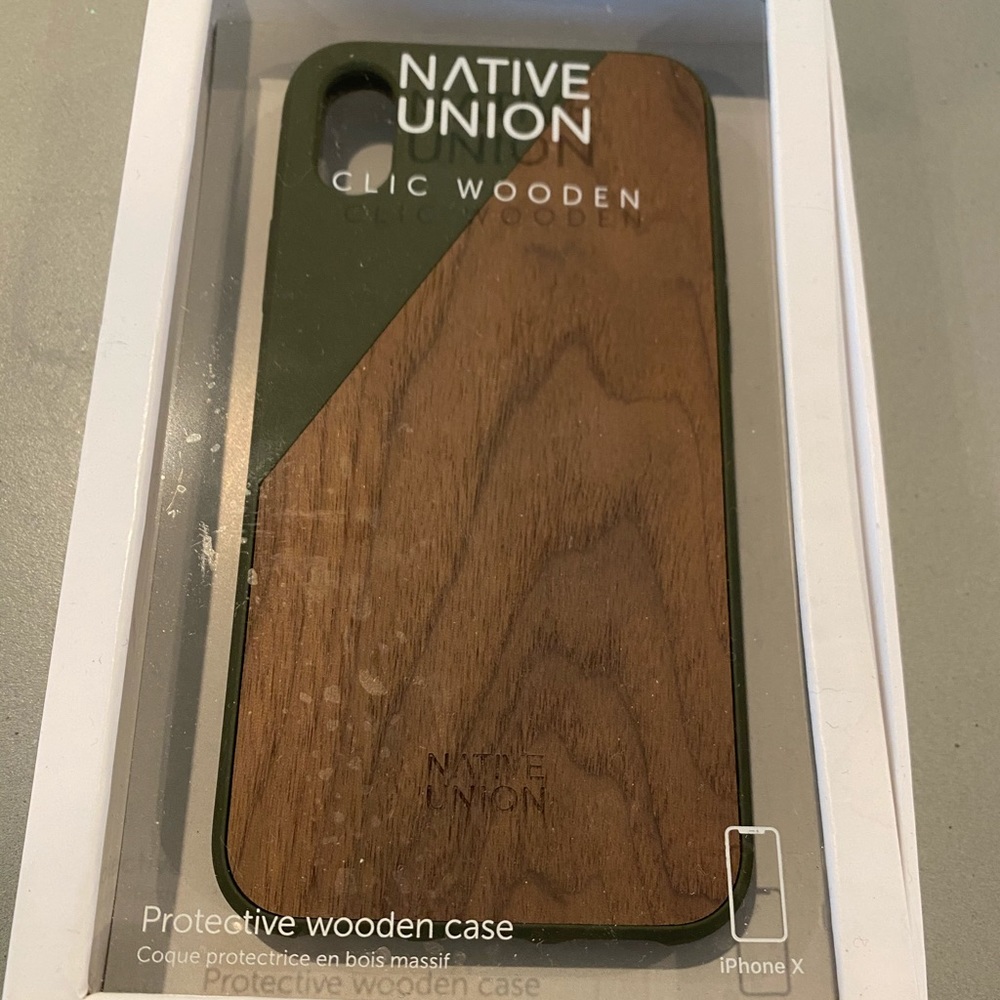 Native Union Olive Green and Wood iPhone X Case